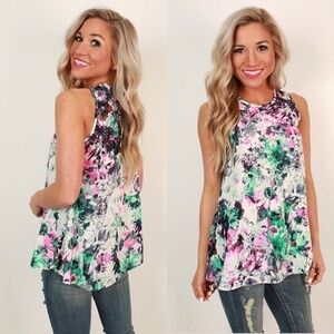 Buddy Love Nadia Daisy Shift Tank Green/Pink/White